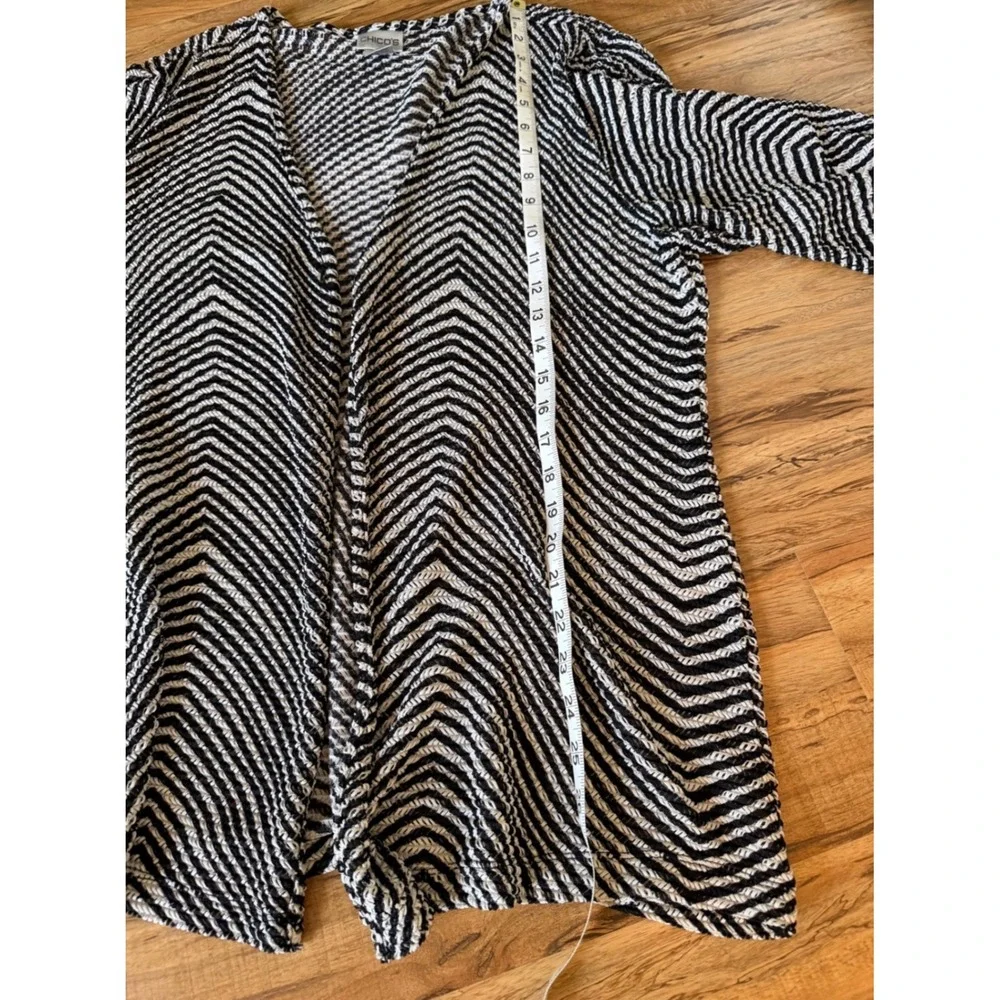 Chico's Black White Chevron Zig Zag Open Front Cardigan Sweater Size 3 XL